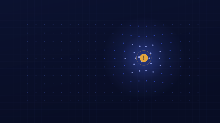 Illustration: a warning mark glowing inside a wide field of small dots.