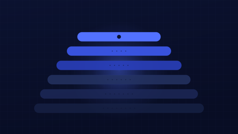 Illustration: six stacked bars forming a pyramid, with only the top one lit.