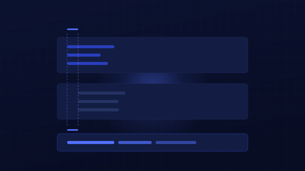 Illustration: two blocks of text lines that do not line up, measured against a dotted guide.