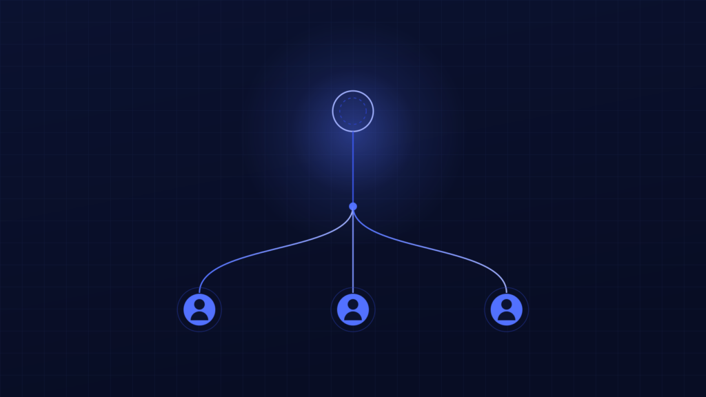Illustration: a single holding at the top branching down to three people below.
