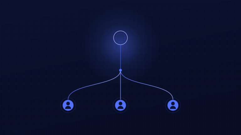 Illustration: a single holding at the top branching down to three people below.