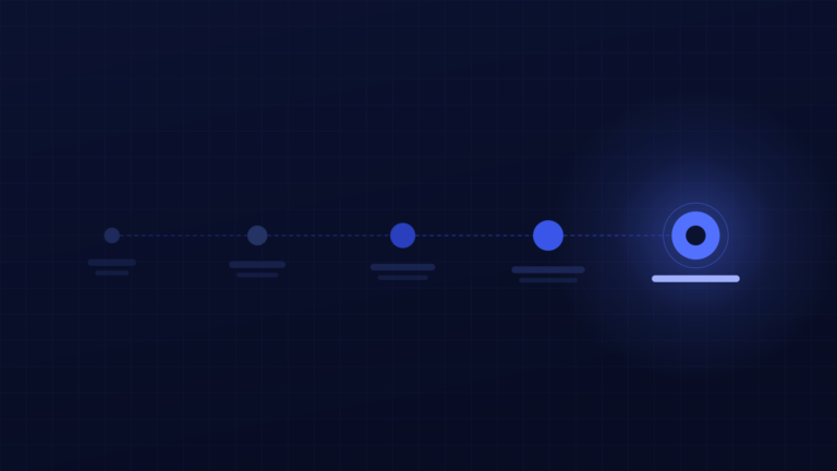 Illustration: five points along a timeline, growing brighter from left to right.